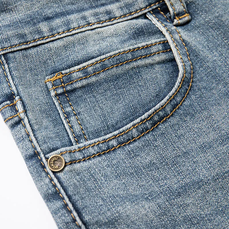 Джинсы мужские классические модные повседневные Стрейчевые брюки из денима |