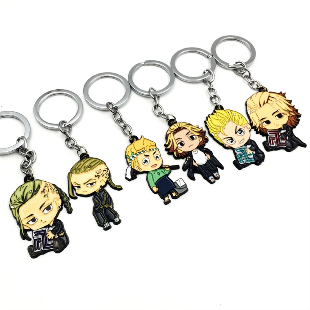 

Anime Tokyo Avengers Keychain Tokyo Revengers Q Version Ken Sano Ryugu Car Wallet Key Chain Ring Props Metal Cosplay Accessories