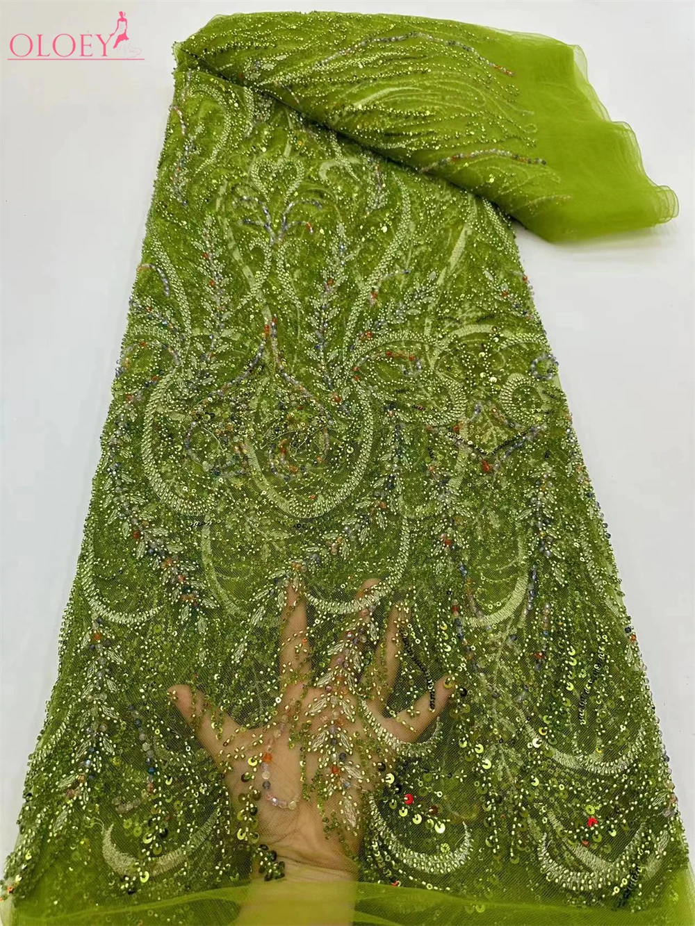 

High-End Luxury French Embroidery Heavy Groom Lace Fabric African Nigerian With Sequin Fabric For Wedding Dress Party