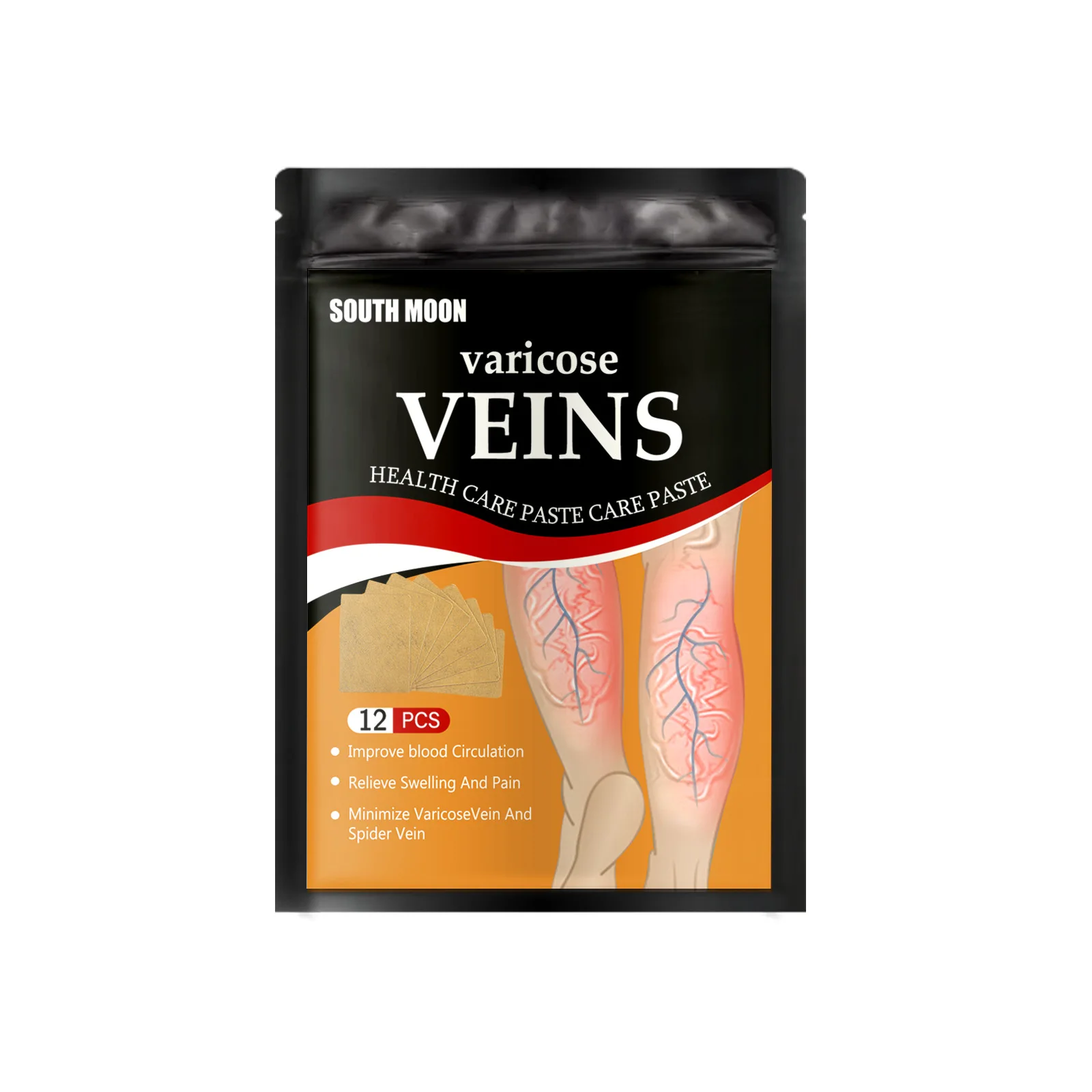 South Moon Varicose Veins Phlebitis Spider Earthworm Leg Relief Patch Anti Swelling for Foot Health Care Removal Leg Pain 12pcs