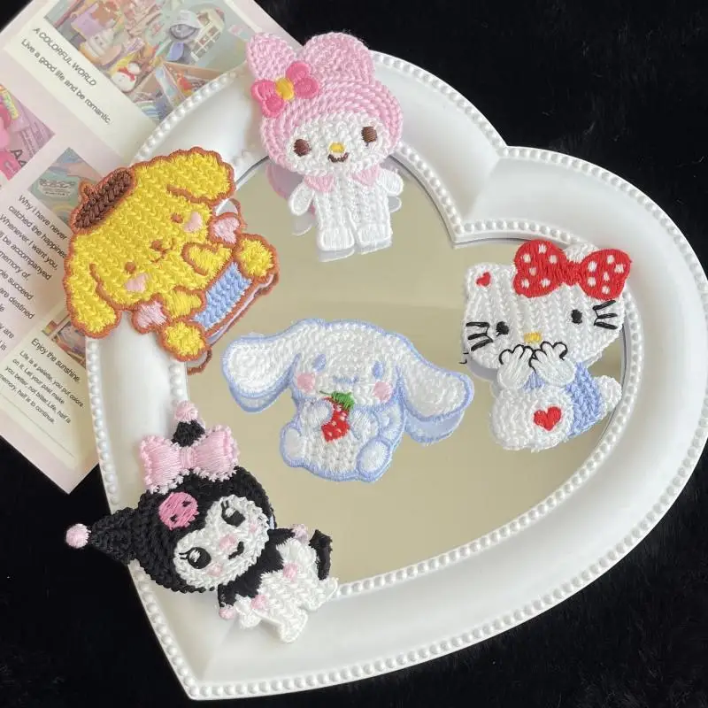 

2Pcs Kawaii Sanrio Anime Hairpin Cute Hello Kitty My Melody Pompompurin Knitting Woolen Yarn Hair Ornaments Girls Christmas Gift