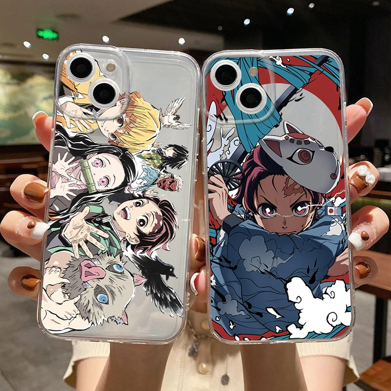 

Japan Anime Demon Slayer Phone Case For iPhone 11 12 13 14 Pro Max X XR XSMax 7 8 14 Plus 13Mini Cute Kimetsu No Yaiba Soft case