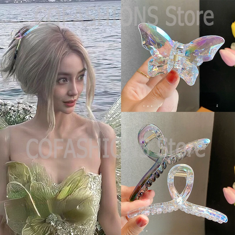 

Summer Large Gradient Color Hair Clips Women Fashion Hair Claw Hairpin Female Headwear Grab Shark Clip Hair Accessories 2022 New
