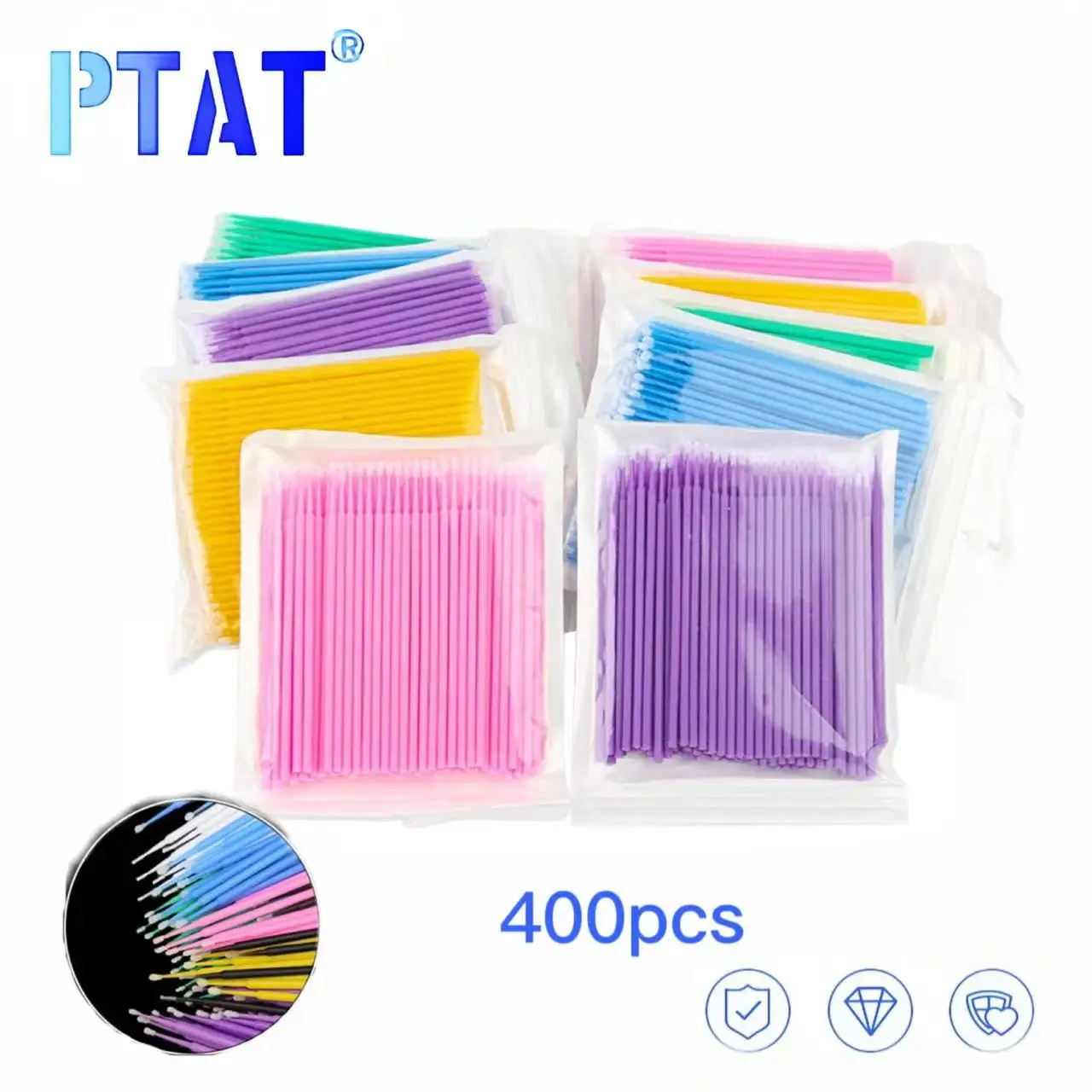 

400Pcs/Set Disposable MicroBrush Eyelashes Extension Individual Lash Removing Swab Micro Brush For Eyelash Extension Makeup Tool