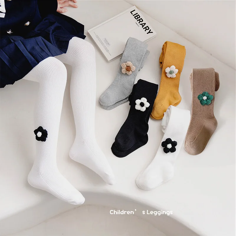

Girls' Leggings Spring Summer Crochet Flower Children's Trousers Solid Baby Girls Princess Cute Pantyhose Kids Kawaii Tights