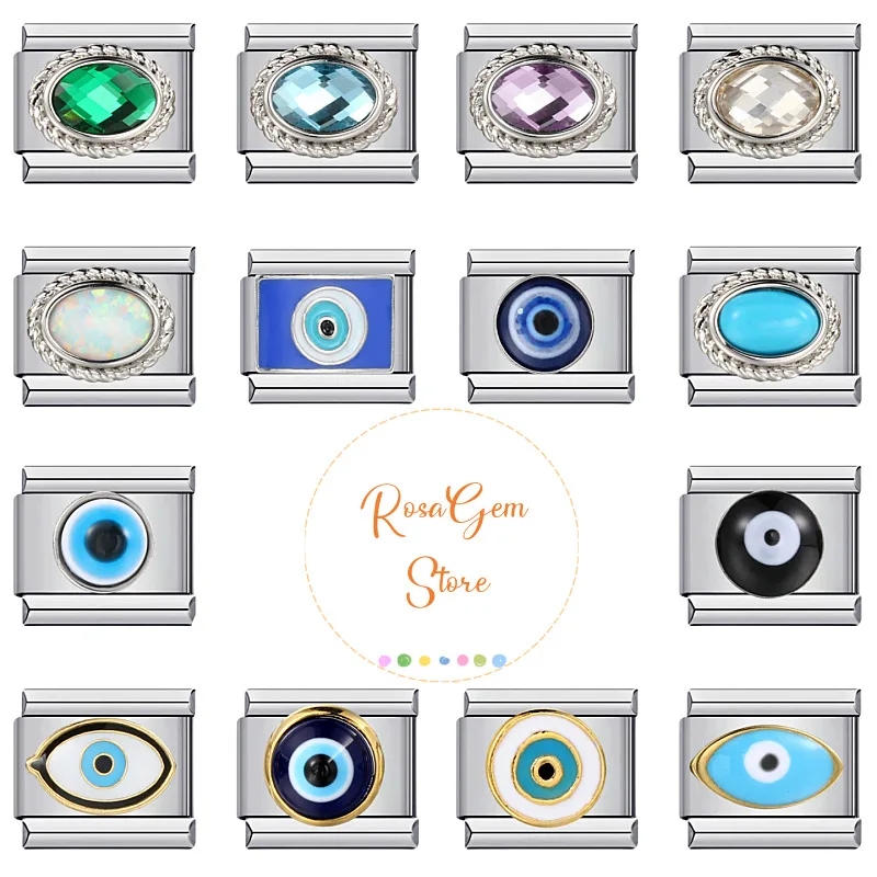 Злые глаза и камень на 12-й день рождения 9 мм итальянский модуль-подвеска