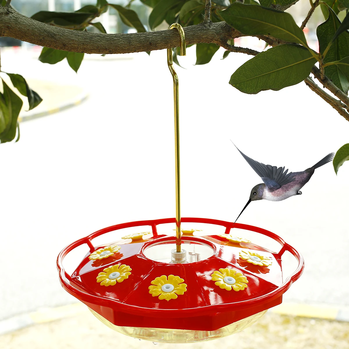 

Hummingbird Feeder Hanging Bird Feeder Pendant with 8 Feeding Ports Ant and Bee Proof Hummingbird Feeder Decorative Flower Shape