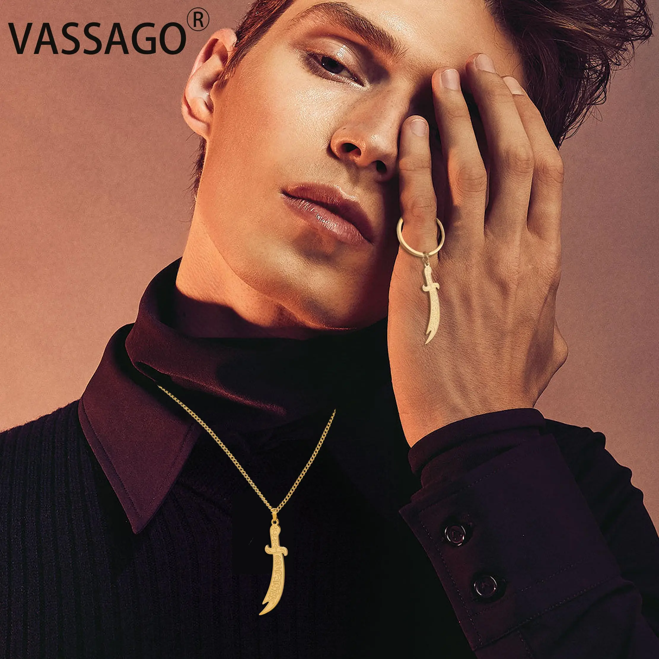 VASSAGO Zulfiqar меч ожерелье Имама Али Зульфиqar кулон арабская руна исламские