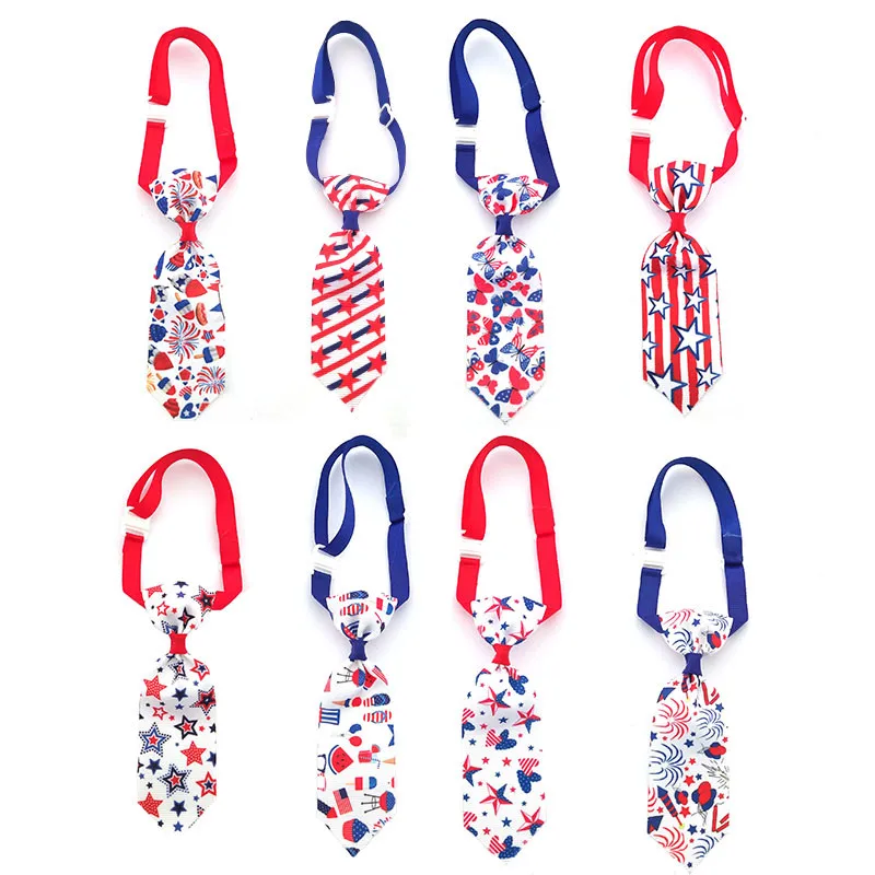 

50pcs Independence Day Pet Products Dog Ties Adjustable Cat Dog Pet Bow Tie Neckties Small Dog Grooming Accessories Dog Supplies