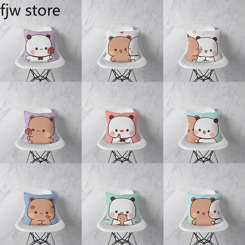 

Anime Little Panda Bubududu Hug Pillowcase Cute Sweet Couple Gift Pillowcase Sofa Room Bedside Home Decoration Pillow Cover