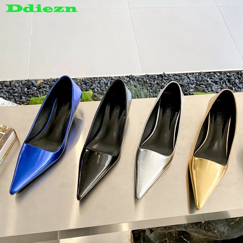 

Туфли-лодочки женские деловые, высокий тонкий каблук, заостренный носок, сланцы, модная обувь для офиса, 2023