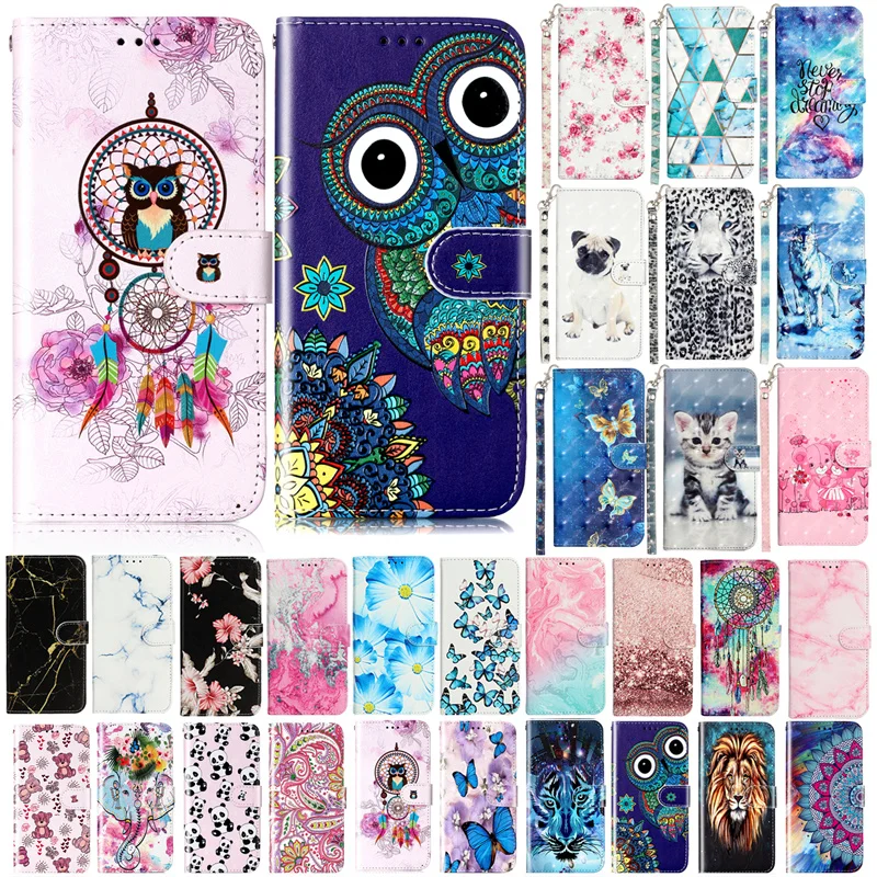 

A50 Case for Capa Samsung Galaxy A50 Case Painted Owl Cover Samsung Galaxy A70 A30 A40 A 50 Leather Magnetic Stand Wallet Case