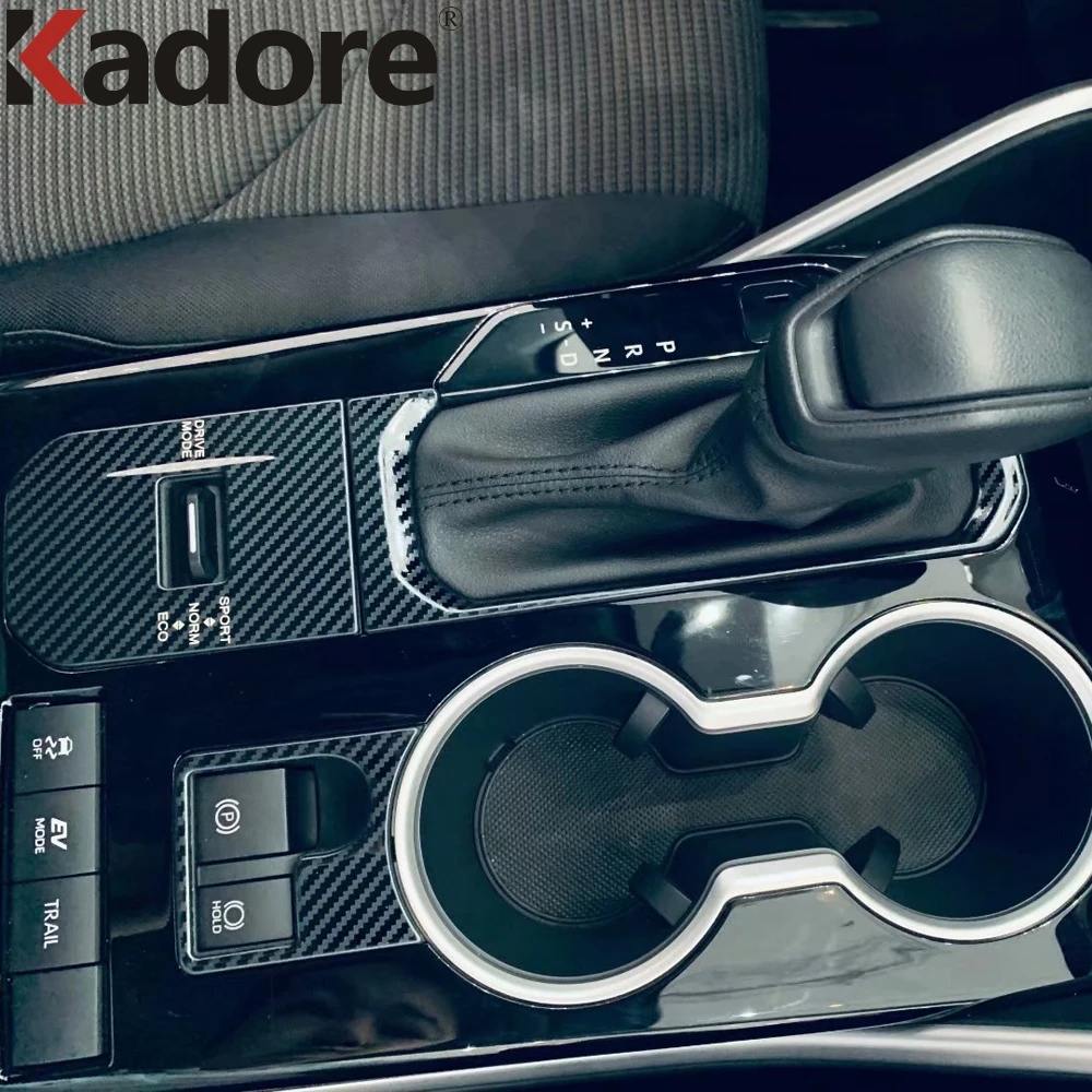 

Car Console Gear Shift Box Panel Cover Trim For Toyota Highlander Hybrid 2021 2022 Carbon Fiber Interior Molding Accessories