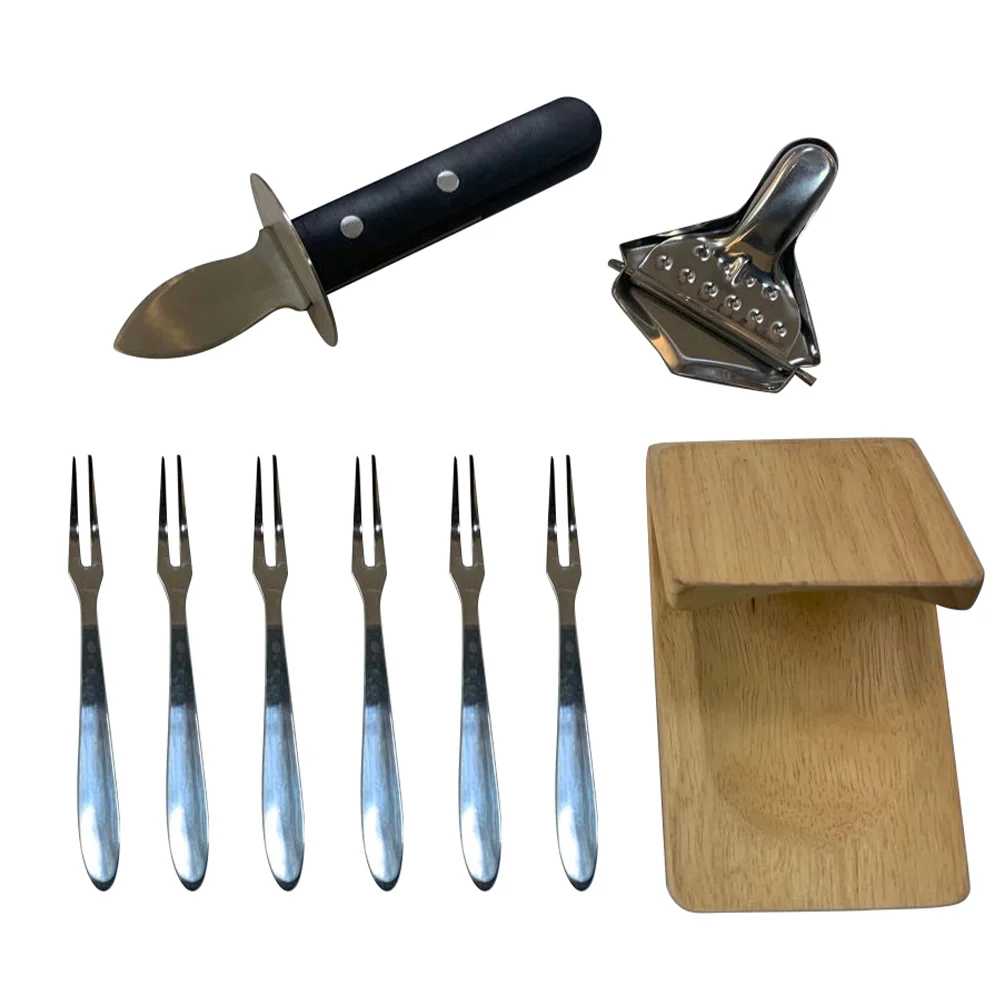 

Oyster Opener Shucker Shucking Seafoodholder Clam Shellfish Tools Kit Clamp Shell Opnerset Wood Fork Kitchen Tool Supplies