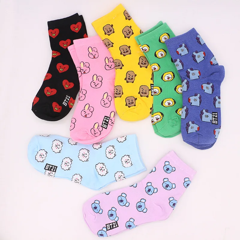 Cotton Relaxation Exercise Socks Women Cartoon 7 Colour Woman Socks