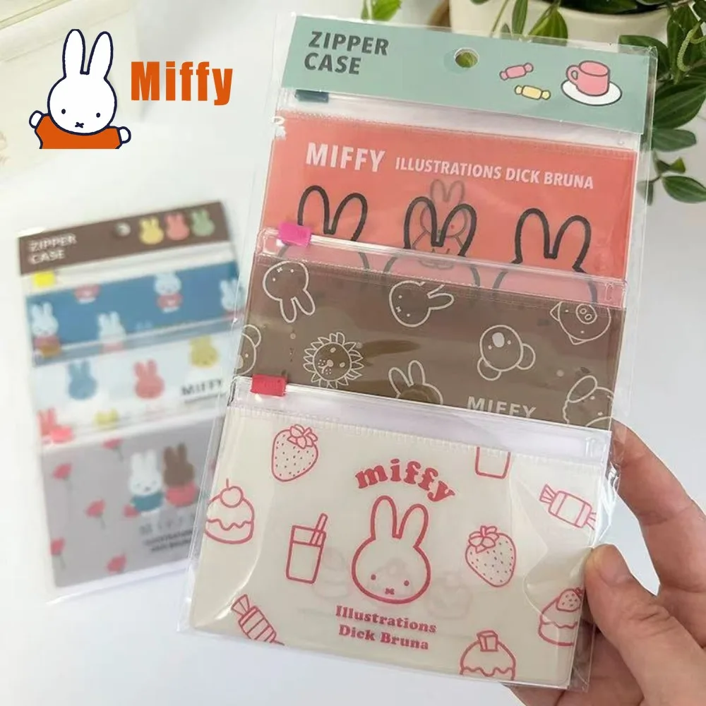 Фото Прозрачный чехол-косметичка Kawaii Miffy с молнией, милый кролик, органайзер для макияжа из ПВХ, прозрачный кошелек для монет, водонепроницаемый пенал для ручек и карандашей, подарок №1