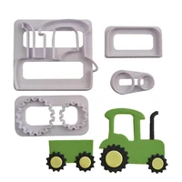 children baking tractor cookie fudge cutter mould cartoon home kitchen biscuit printing stamp tools 3d pressing frosting fondant