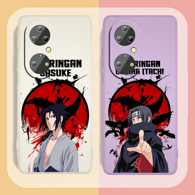 

Naruto Uchiha Itachi Sasuke For Huawei P50 P40 P30 P20 P Smart Pro Lite Z E 2017 5G Liquid Rope Phone Case Capa Cover