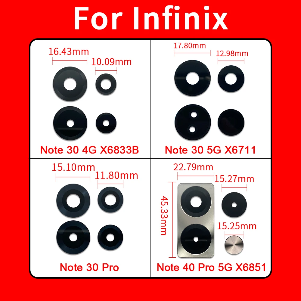 Хорошее качество стекло для камеры Infinix Note 30 4G 5G 40 Pro X6833B X6832 X6851 задняя камера