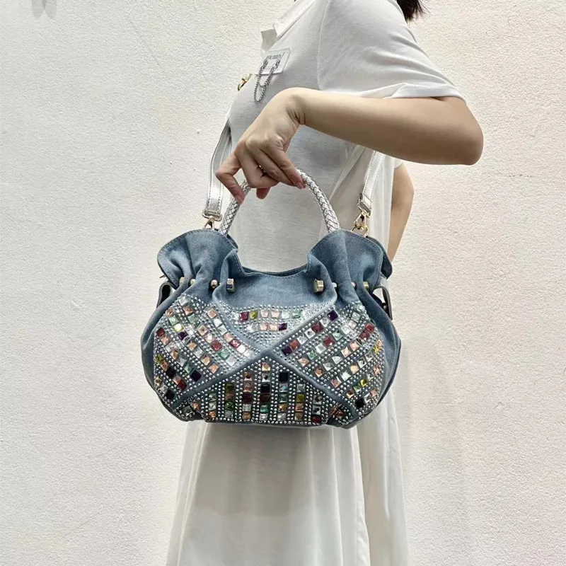 Корейская модная мини-сумка с бриллиантами Холщовая Сумка-тоут для девушек