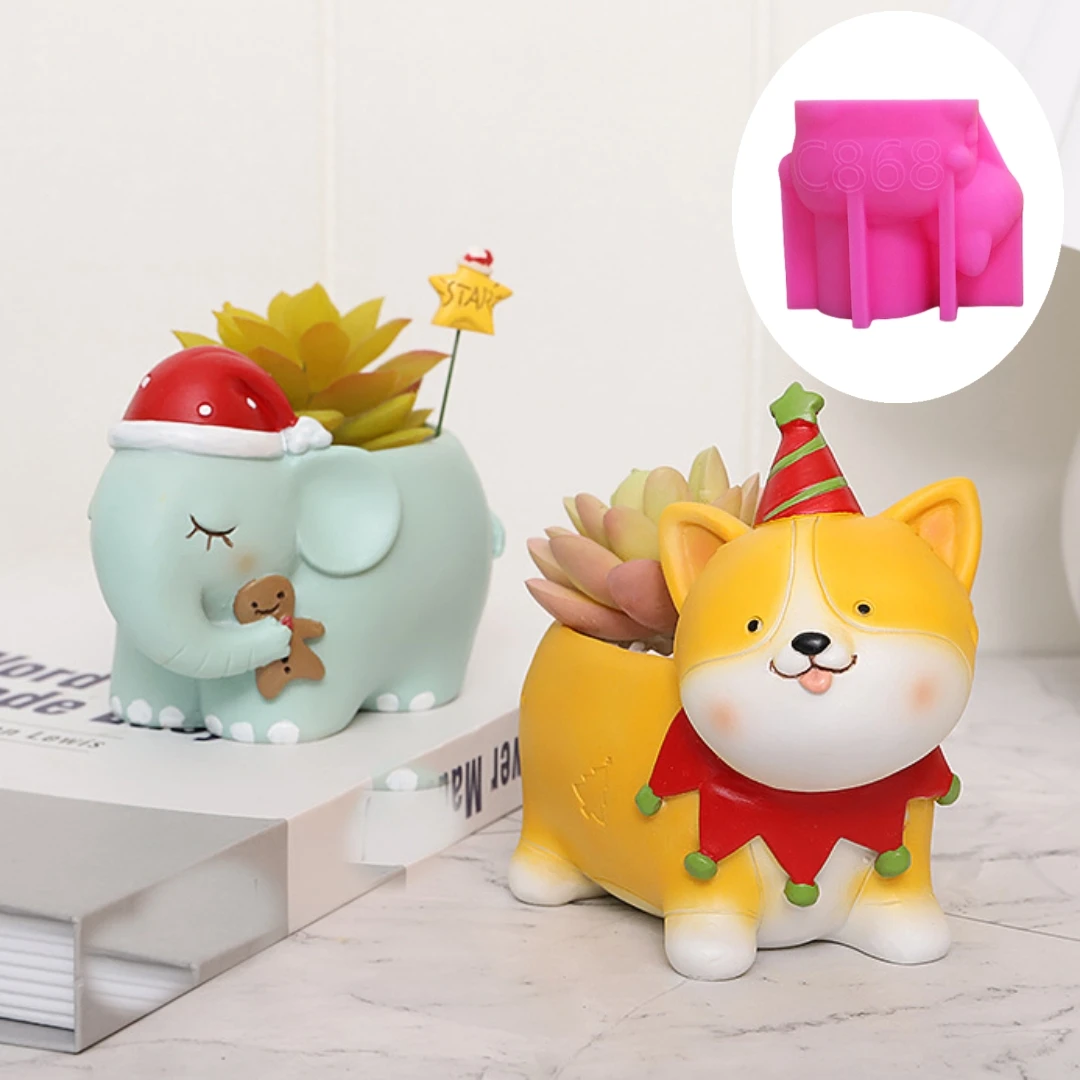 Рождественский подарок шапка слон еж суккулент растение цветочный горшок Смола