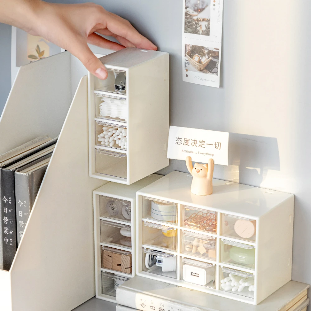 

4/6/9 Grid Storage Box Organizer Ins Desktop Small Drawer Plastic Storage Cabinet Cute Makeup Bin Box Jewellery Organizer Rack