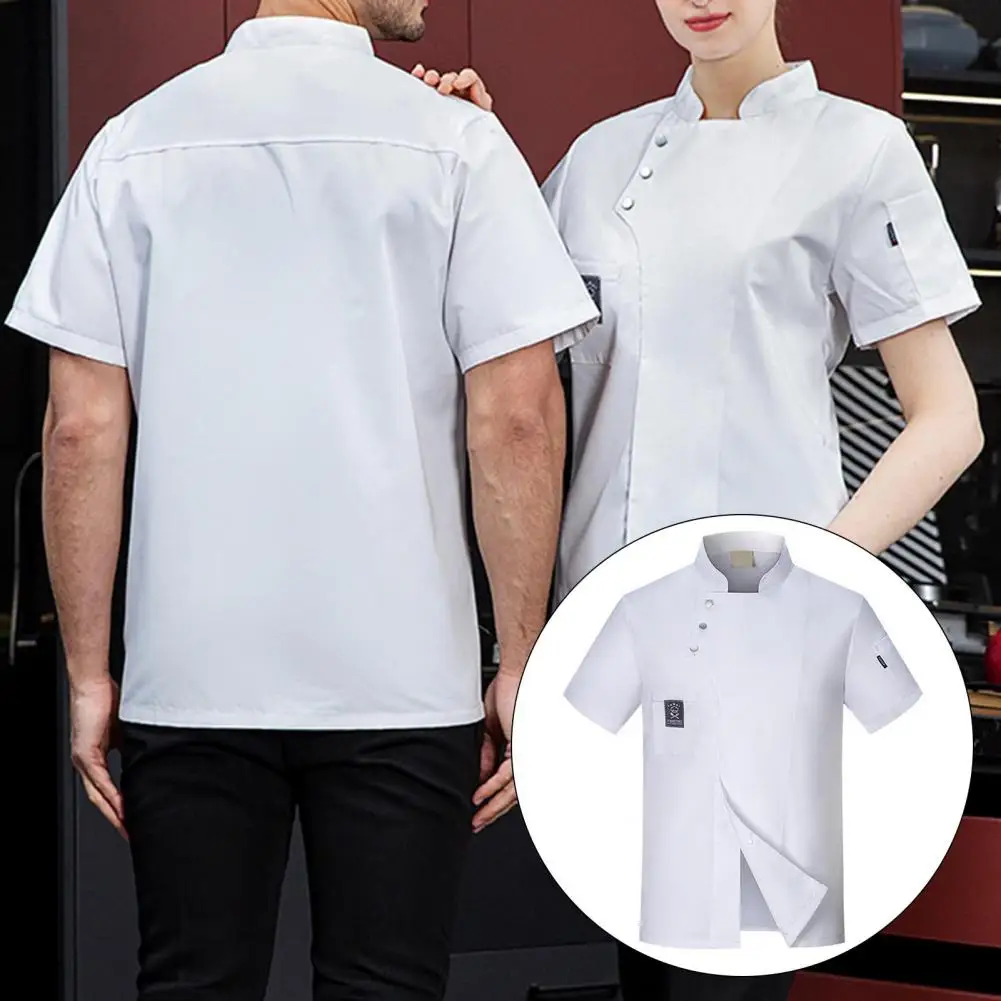 

Unisex Kitchen Chef Coat Short Restaurant Uniform Shirt Service Bakery Breathable Double Breasted Chef Dress Chef Jackets Apron