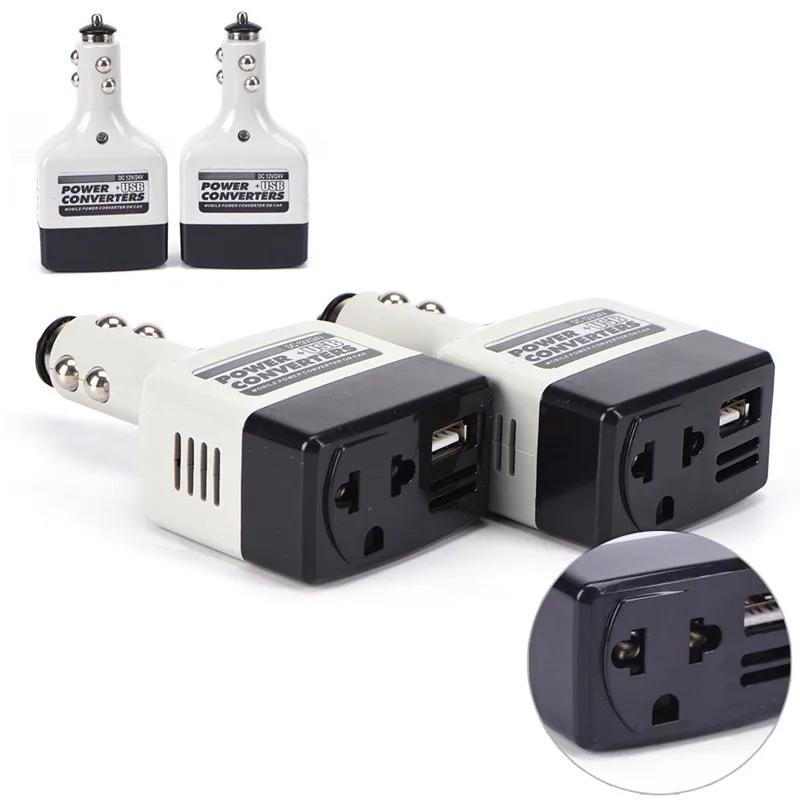 

Автомобильное зарядное устройство 220 В, зарядное устройство с USB-адаптером, преобразователь постоянного тока 12 В в переменный ток