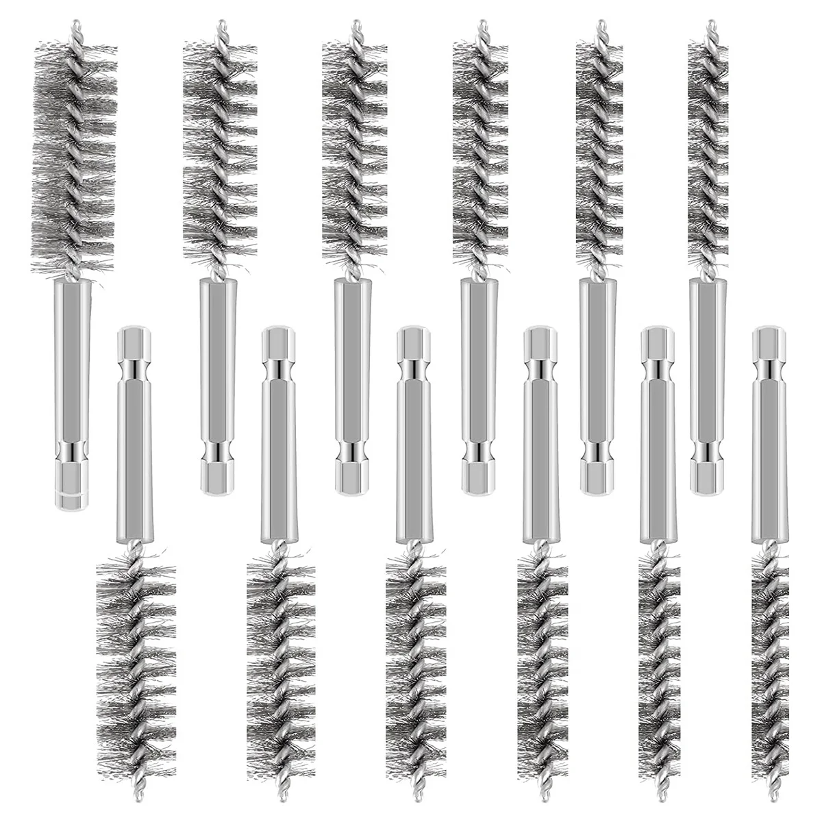 

12 Pc Stainless Steel Bore Brushs Twisted Wire Drill Brushs Golf Clubs Head Hosel Brush for Power Drill Impact Driver