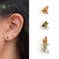 925sterling silver needle fashion heart earrings for women shiny colorful crystal stud earring party premium luxury jewelry gift