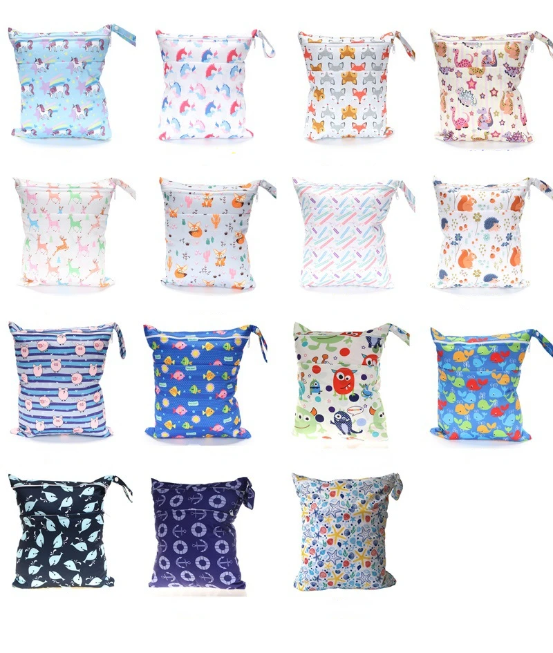 

Baby Single Zipper Diaper Bag Waterproof Reusable Wet Bag Nursing Menstrual Pad Baby 28*30cm Cloth Diaper Travel Diaper Bag
