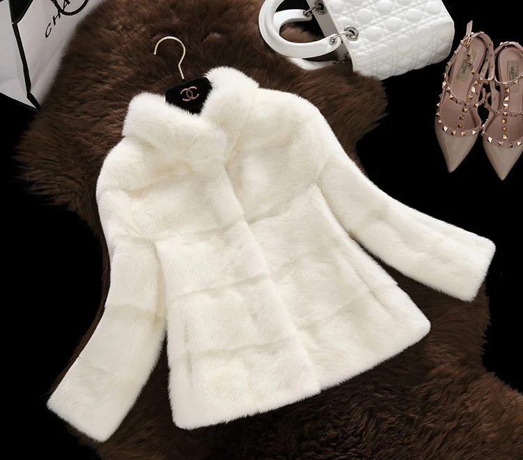 ICCLEK Imitation fur stand collar coat 2020 winter new Haining fur imitation mink coat mink coat female