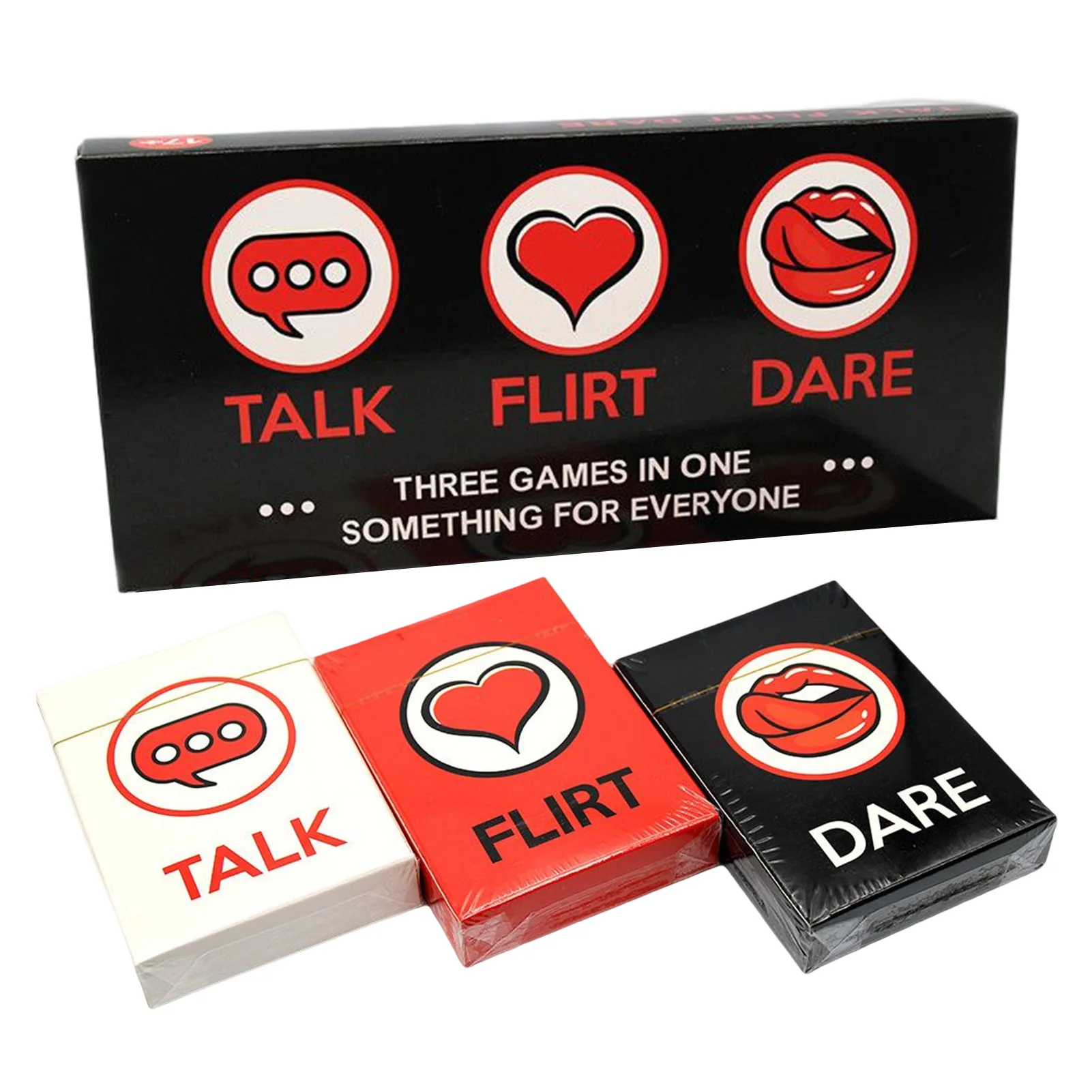 

2022 Talk Or Flirt Or Dare Cards Couple Romantic Card Game Fun Deck 3 Games Cards 3 Games In 1 Partner Cards Valentines Day Gift