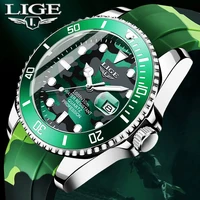 lige top brand luxury silicone watch for men fashion automatic date clock male casual sports chronograph quartz wrist watch men