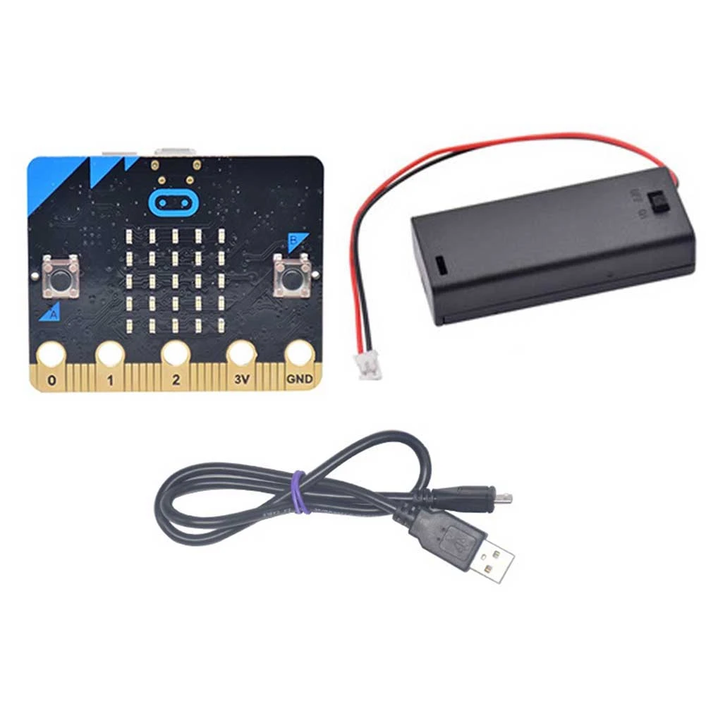 

Для матрицы: битная макетная плата BBC, графическое Программирование питона, микрокомпьютерная плата + блок батарей + USB-кабель