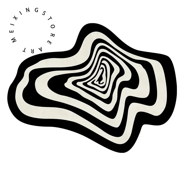 

Ковер неправильной формы, ковер для гостиной, черный, белый цвет, геометрическое украшение для дома, напольный коврик, коврики для спальни, коврик для входа