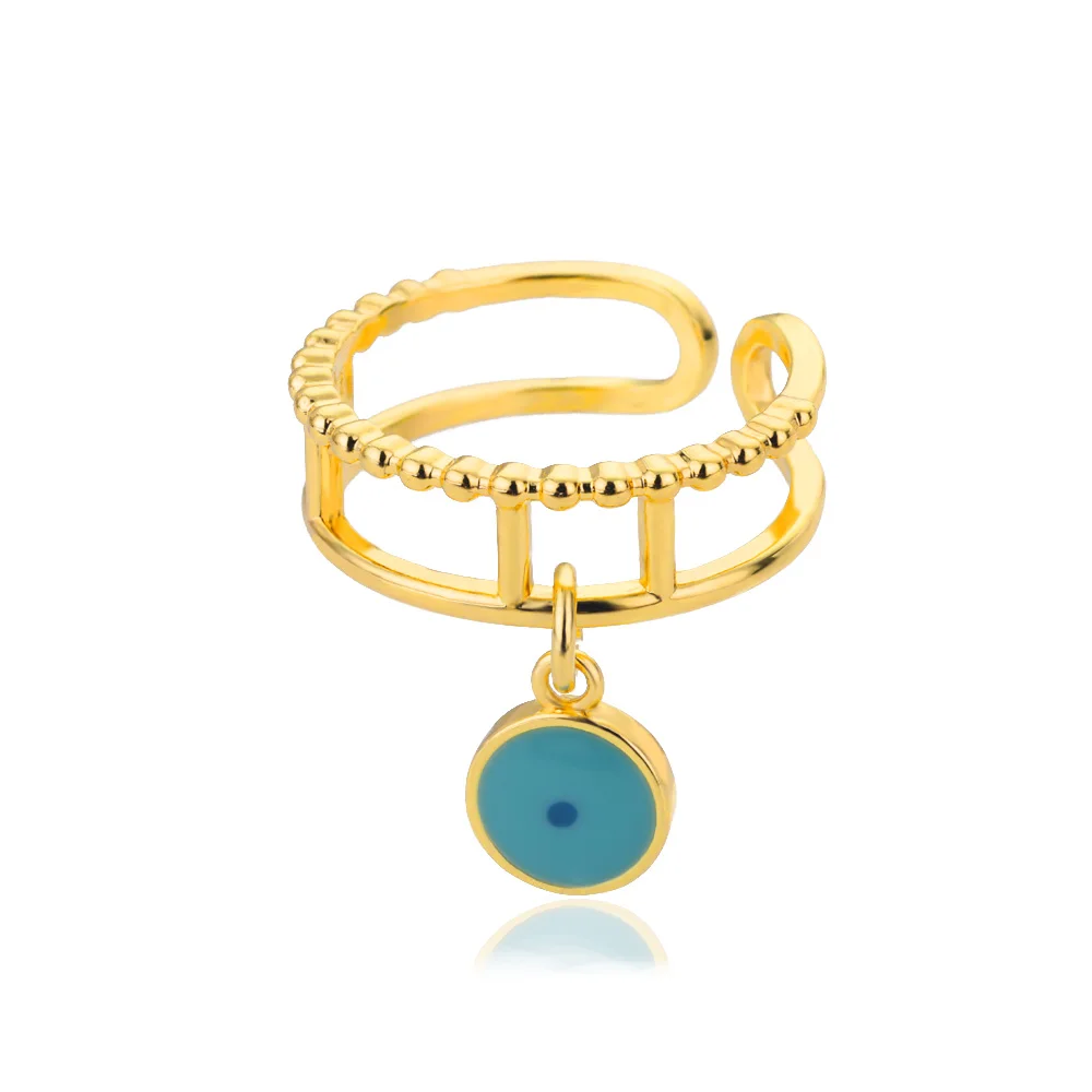 

Blue Enamel Evil Eye Rings For Women Gold Color Layers Zircon Stainless Steel Ring Birthday Christmas Jewelry Gift Bijoux Femme