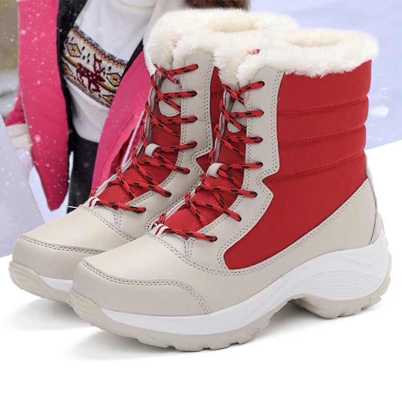 

Ботинки зимние для женщин, плюшевые зимние ботинки, мягкая подошва, модные теплые кроссовки, Уличная обувь для взрослых с высоким верхом, толстые кроссовки
