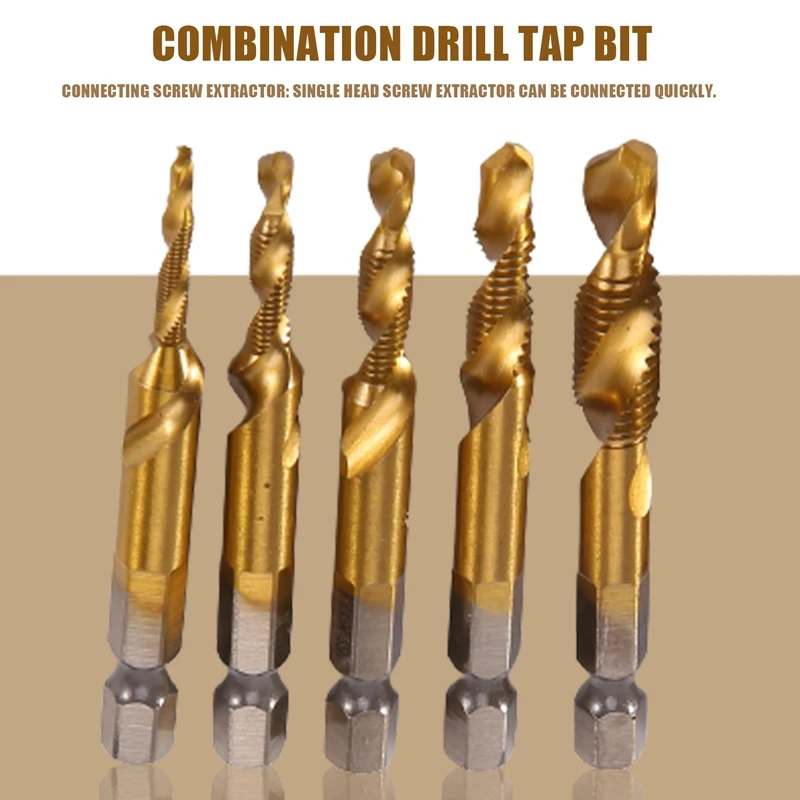7 шт. титановые комбинированные сверла набор бит портативный винт 1/4 с