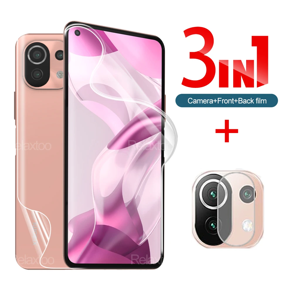 

3in1 Hydrogel Film For Xiaomi Mi 11 Lite 5G NE Screen Protector Back Lens Film For Mi 11T Pro 11 Ultra Protective Film Not Glass