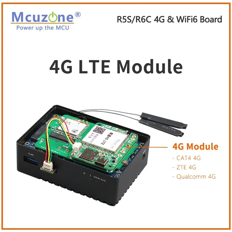 Фото Плата NanoPi R5S LTS/R6C_4G и WiFi6, RK3568B2, 4 ГБ DDR и 32 ГБ emmc, 2,5G Ethernet * 2, MT7922 (wifi6) и драйвер 4G LTE бесплатно №4