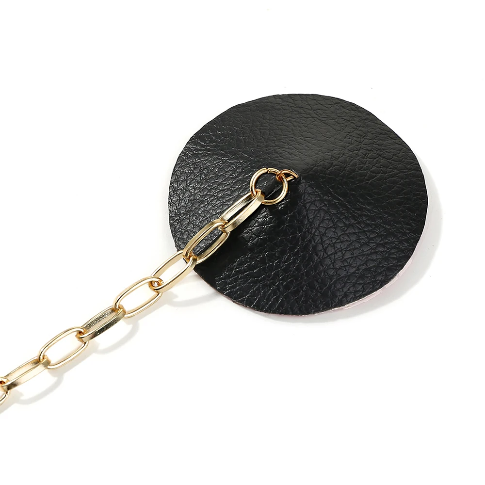 1 пара сексуальных наклеек на соски из искусственной кожи с цепочкой Женская