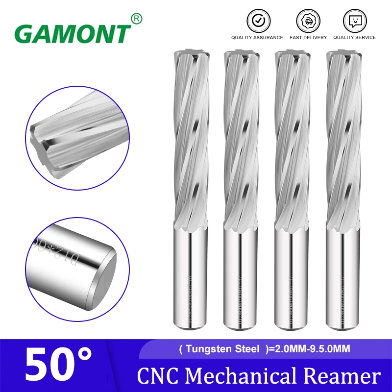 

GAMONT Mechanical Workshop Tools 50° White Nano Coated Tungsten Steel Spiral Groove Reamer 1.0mm-10.0mm Carbide Reamer