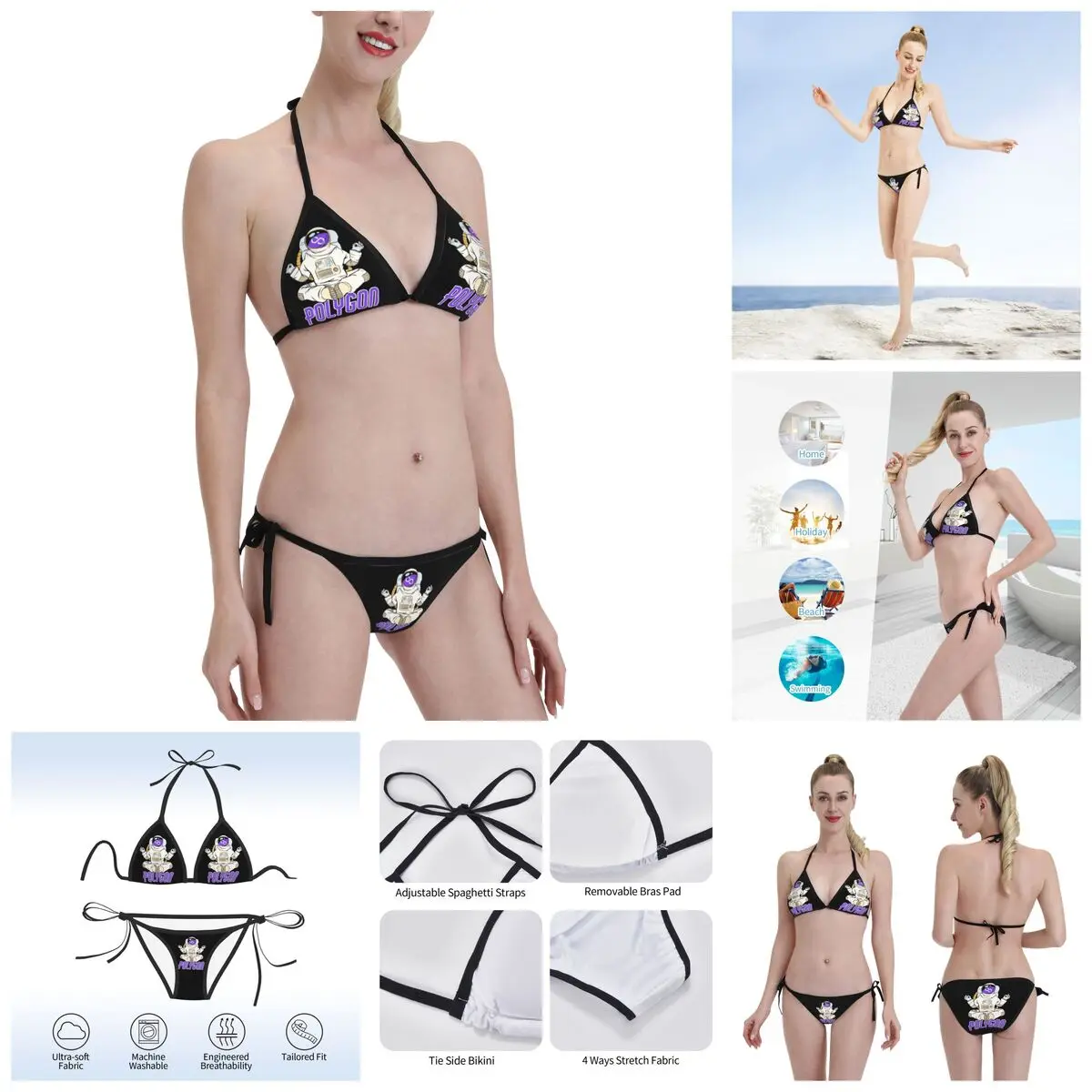 Аниме многоугольный Йога дзен крипто матический криптовалюты Луна бикини сексуальные Треугольные бикини с принтом талии винтажный Женский Топ Купальники