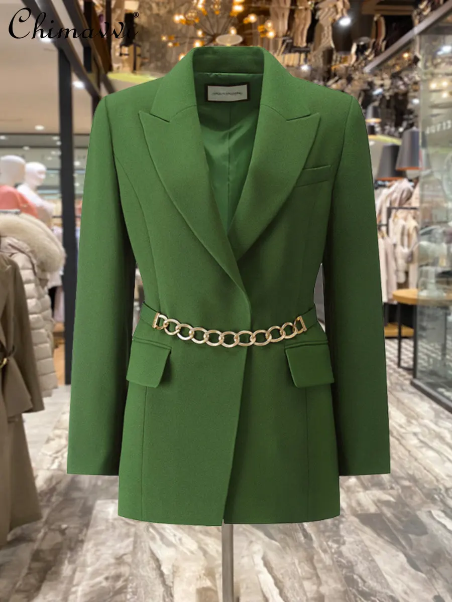 

Ladies New Fashion Elegant Simple Solid Suit Jacket Women's 2022 Autumn Office Lady Trendy Belt Waist Trimming Casual Blazers