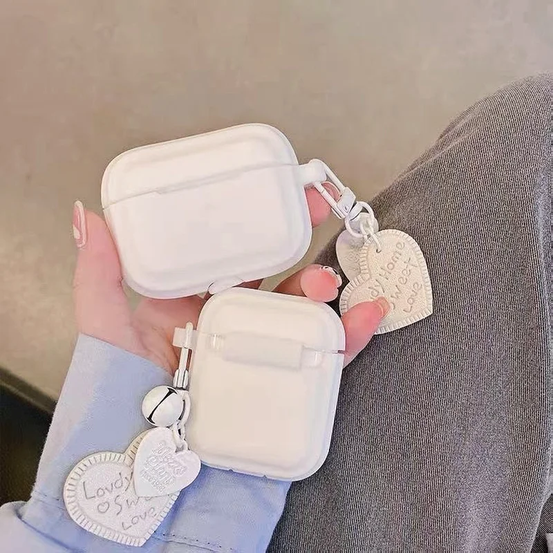 

Однотонный Мягкий силиконовый чехол для AirPods 2 1 Pro, защитный чехол для беспроводных наушников с подвеской Love для Apple Airpods 2 Pro