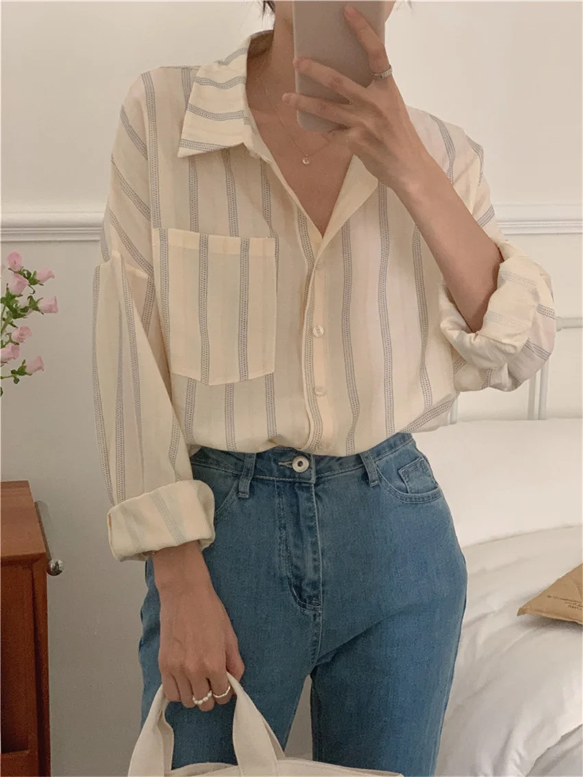 

Oversize Stylish Women Shirts Summer Full Sleeve Slim Casual Chic 2022 Hot Office Lady Work Wear New All Match Mujer Tops