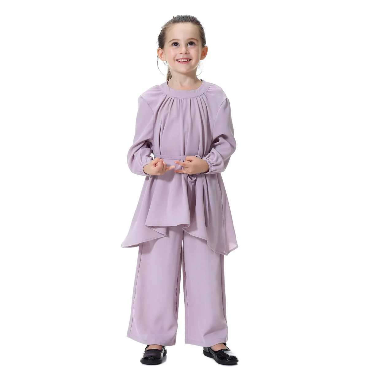 Dubai Arabic Muslim Girl Abaya Child Kid Dress Sets Pants Islamic Highly Elastic Large Baby Gowns Burka Arab Tops and Pants Set