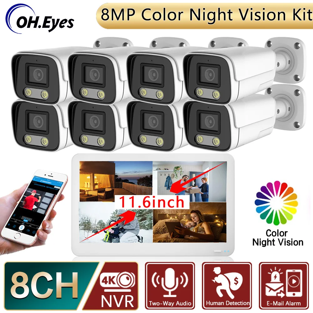 

Система видеонаблюдения, 8 каналов, 8 Мп, 4K, POE