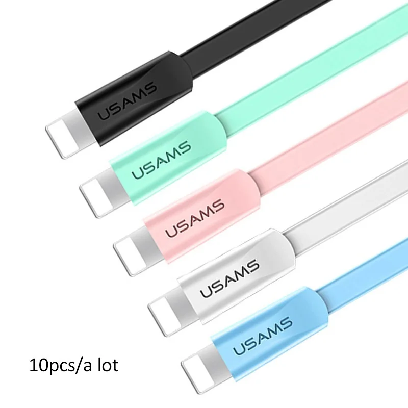 

USAMS 10pcs/a lot 2A Fast Charging USB Cable For iPhone 12 11 X 8 7 6 6s 5s 5e Durable Steady Bendable Lighting Data Sync Cable
